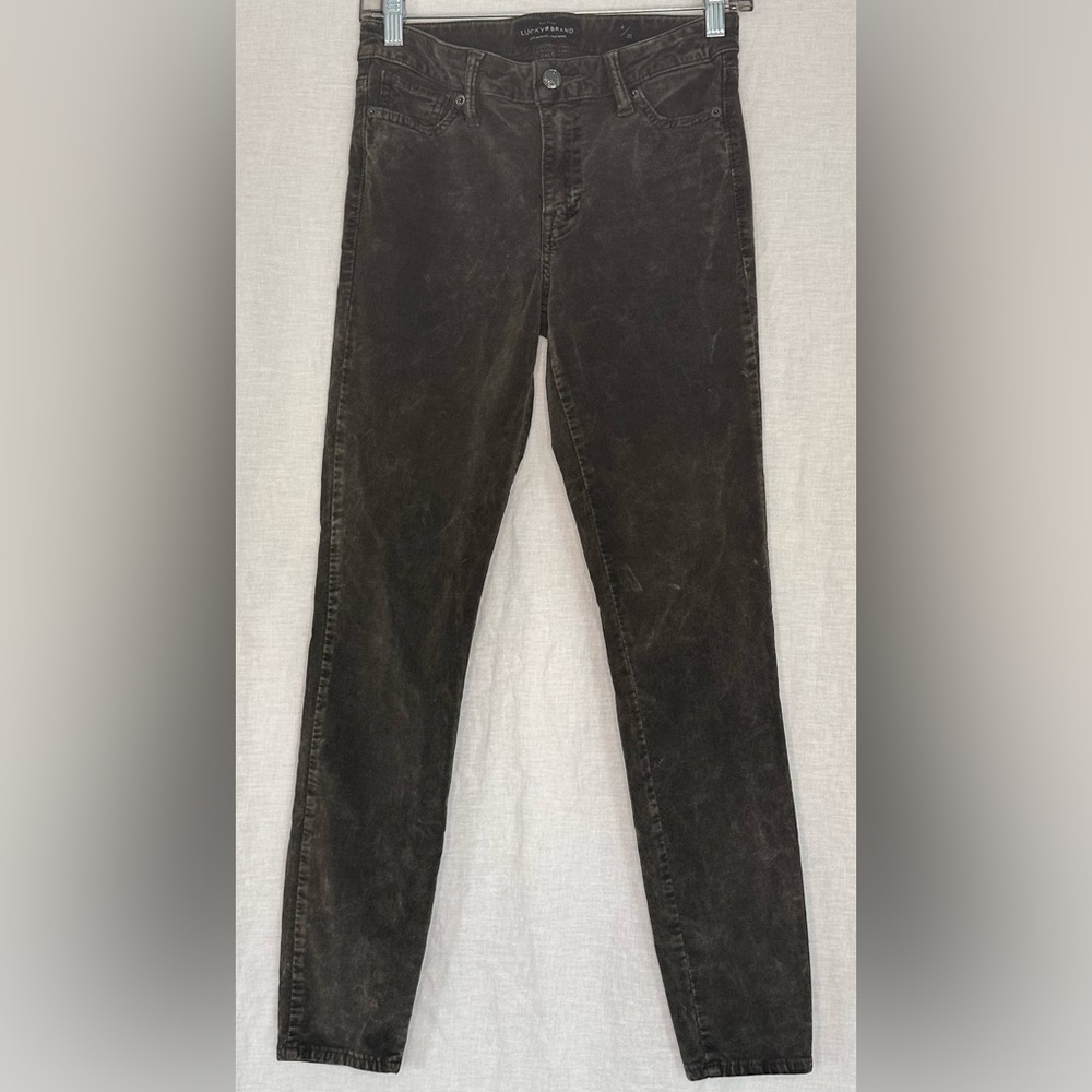 Lucky Brand Jeans Womens Size 02/26 Green Velvet Ava Super Skinny